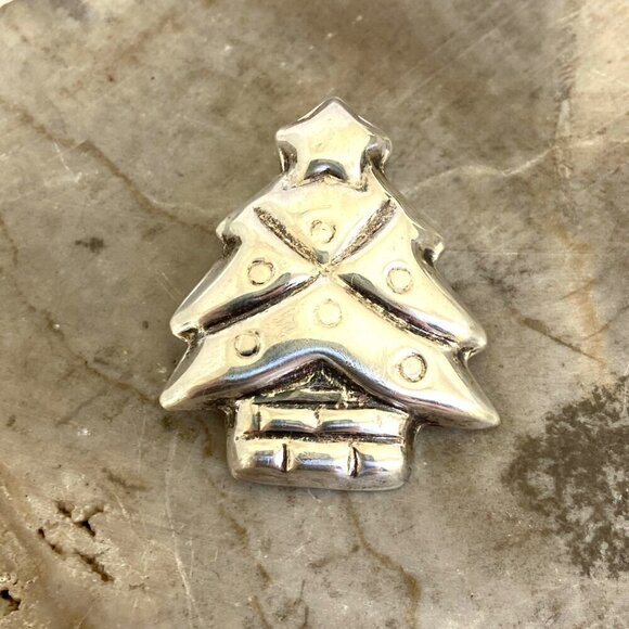 VTG Sterling Silver 925 Mexico Hollow Christmas Tree Brooch Pendant - Picture 15 of 16